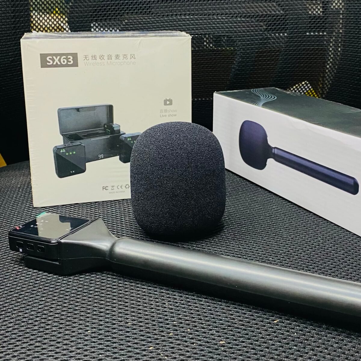 SX12 Dual Wireless Microphone + Interview Microphone Handle (Pro Combo 2)