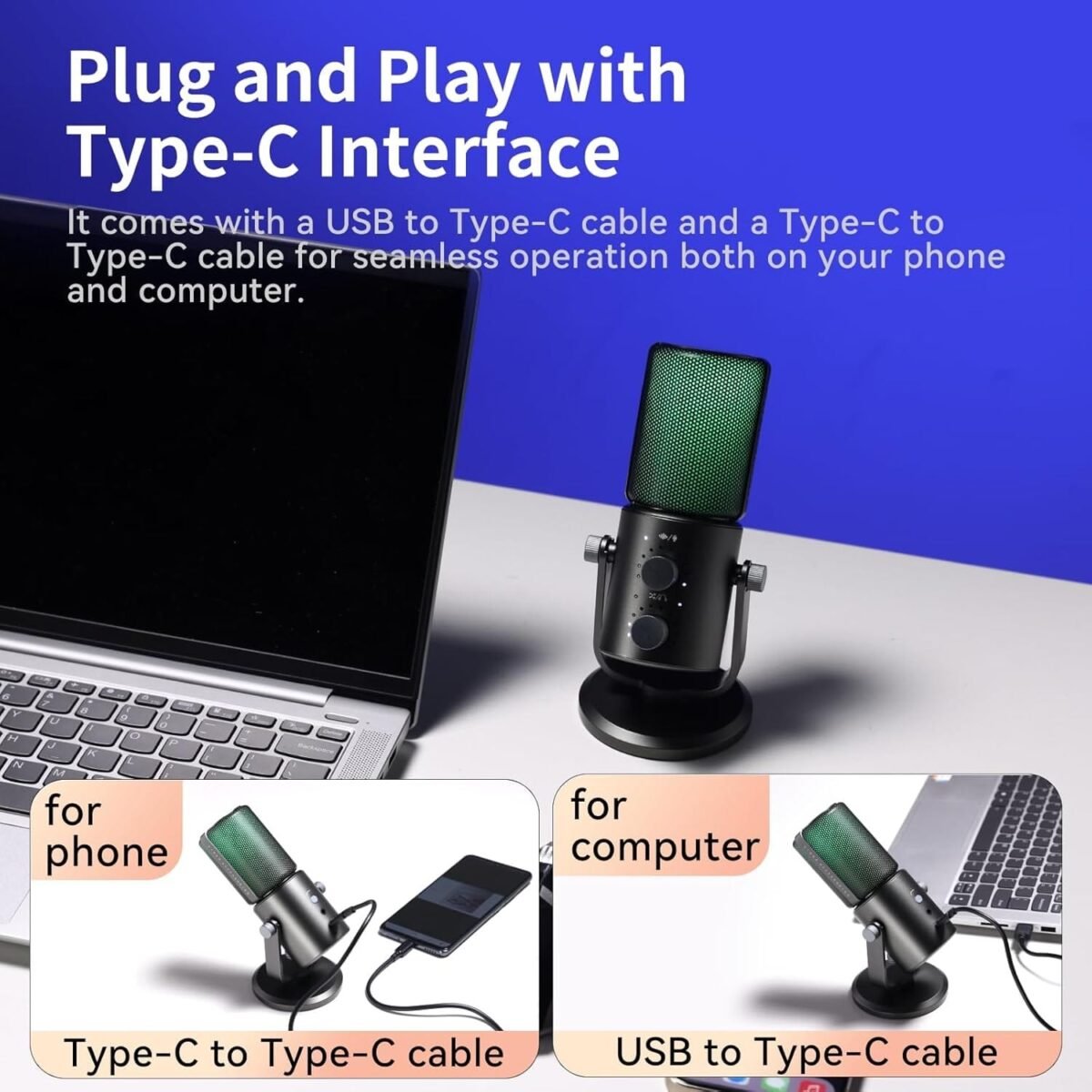 Ulanzi YV005 RGB Noise Cancelling Condenser Microphone