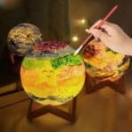 DIY 3D Painting Moon Lamp – Battery Operated Night Light with Stand for Kids - Image 3