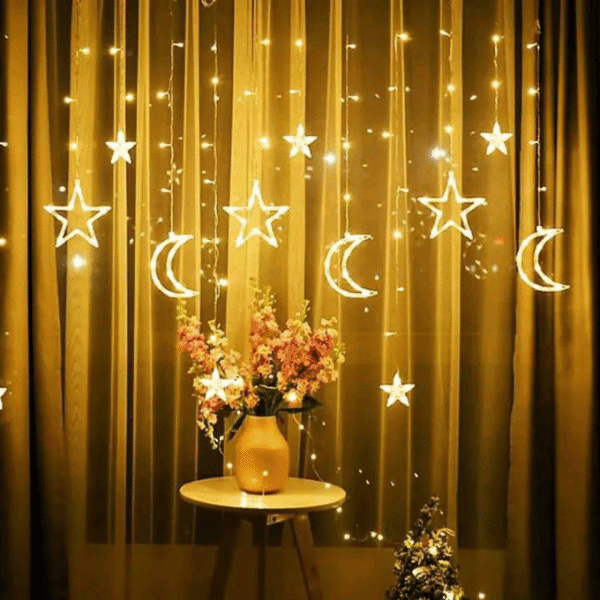 Moon & Star LED Curtain Fairy Lights